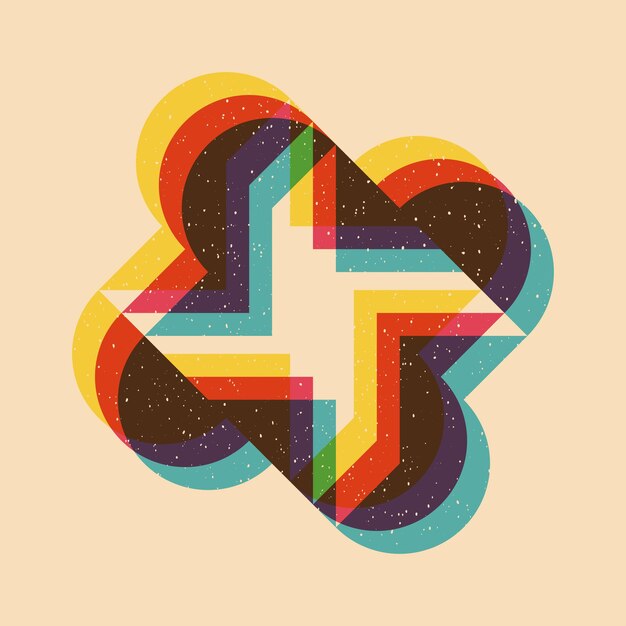 Vector objeto geométrico con efecto de impresión riso elemento gráfico vectorial