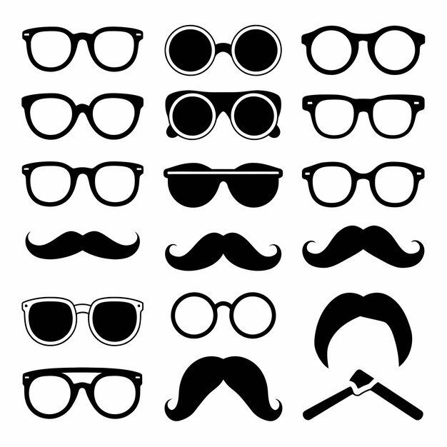Vector un par de gafas con bigote y gafas