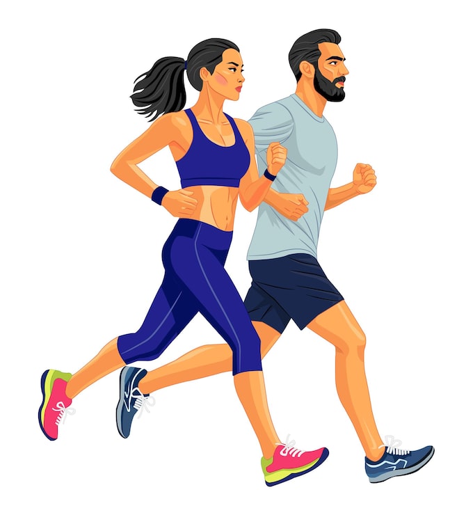 Vector una pareja joven haciendo ejercicios de acondicionamiento físico