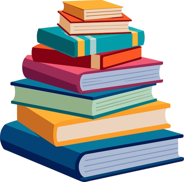 Vector una pila de libros de colores