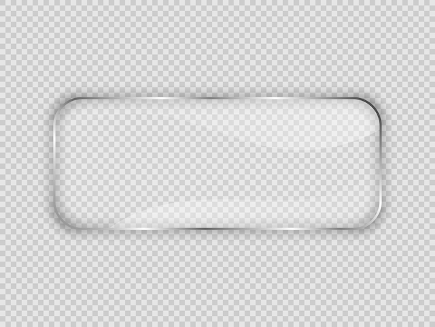 Vector placa de vidrio en marco rectangular redondeado