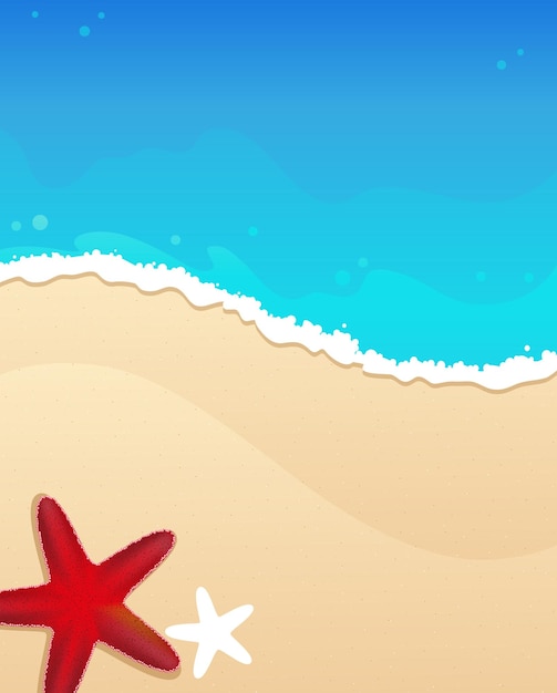 Vector playa con estrellas de mar
