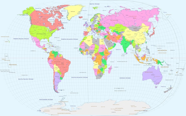 Vector proyección del mapa político del mundo gyrffy e