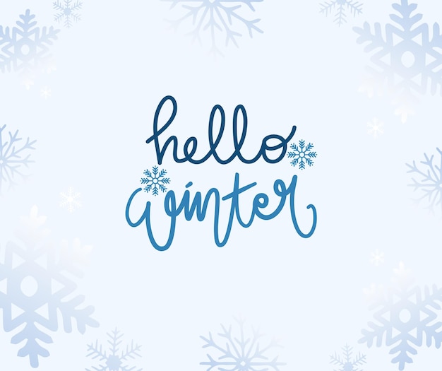 Vector publicación de facebook ilustrativa azul 'hola invierno' 1.