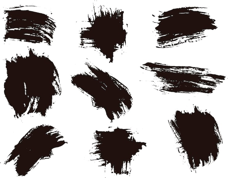 Vector set de manchas de pincel, salpicadura de pintura, brochazo