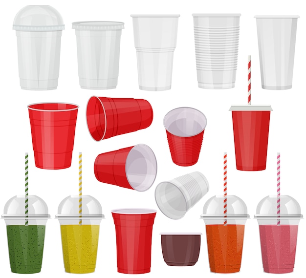 Vector set de vidrio plastico