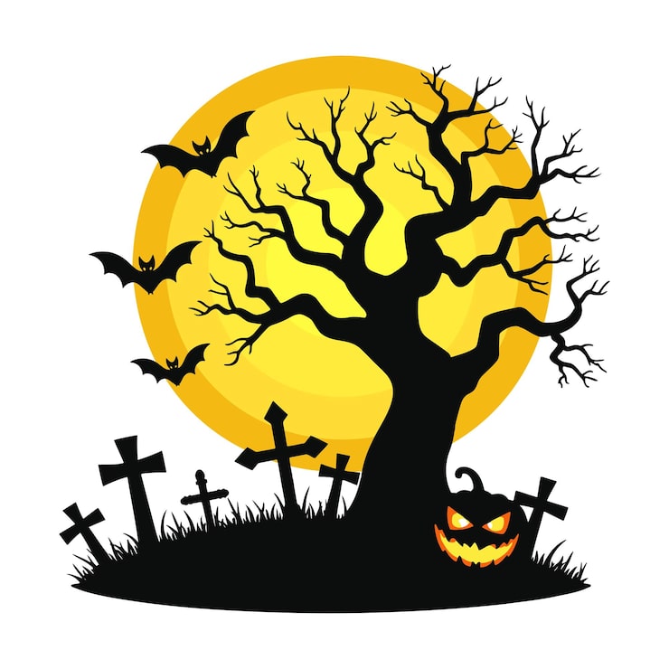 Vector silueta de halloween elementos en fondo blanco
