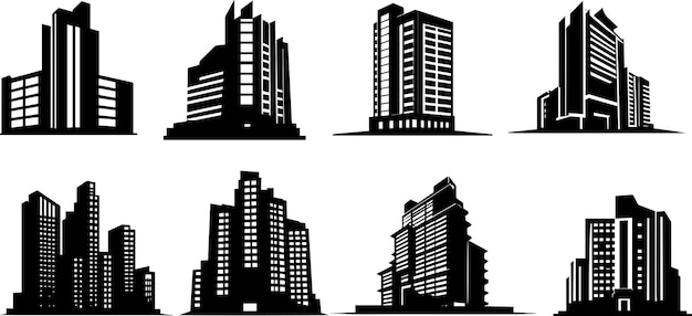 Vector silueta de vector de edificio de la ciudad