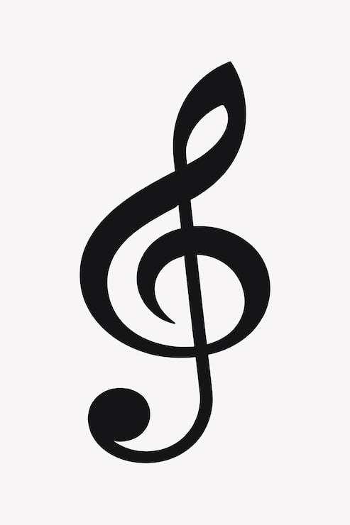 Vector símbolo musical de la clave aguda negra