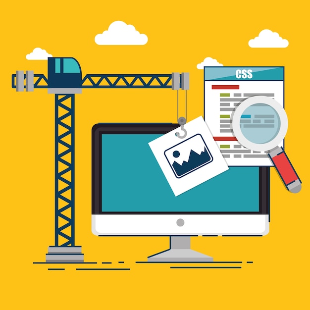 Vector sitio web en proceso de construcción