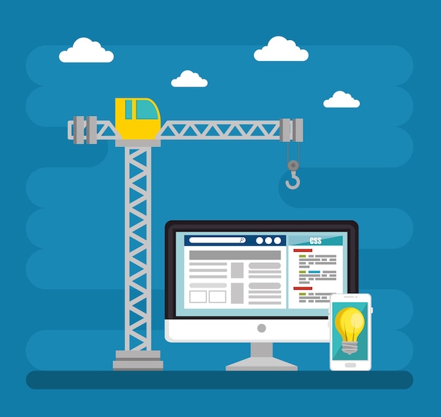 Vector sitio web en proceso de construcción