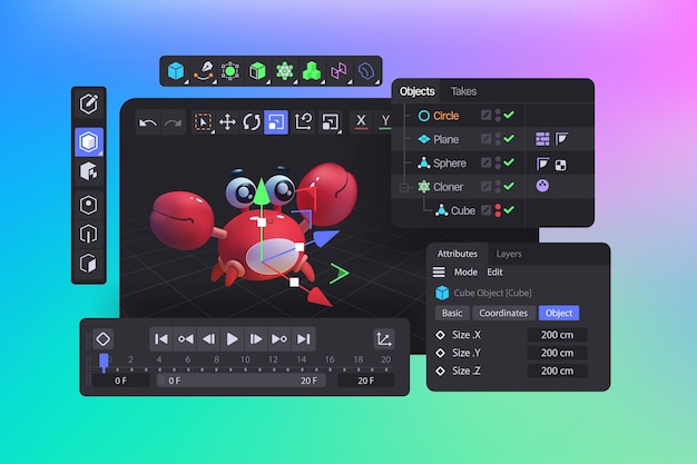 Vector suite de software 3d interface viewport del programa para diseñadores de movimiento y animadores