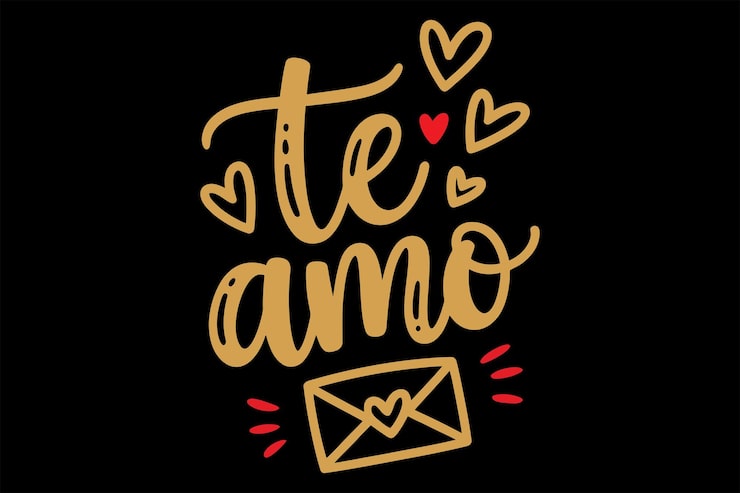 Vector te amo, feliz día de san valentín, lettering romántico con corazones dibujados a mano para el amor