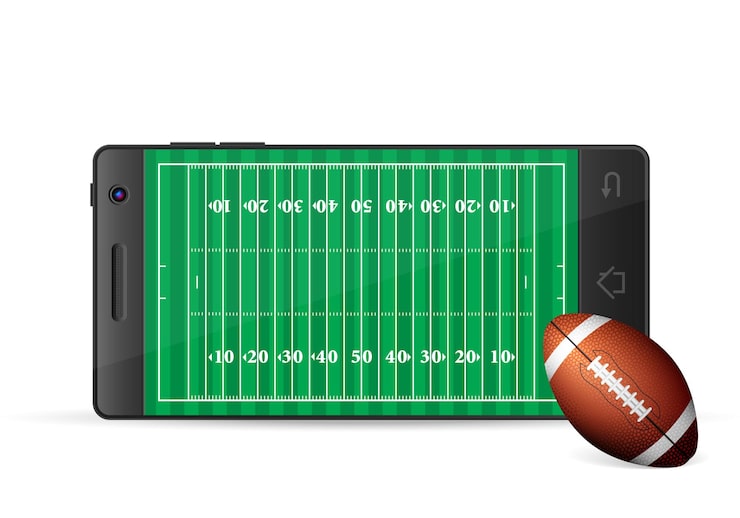 Vector teléfono inteligente fútbol americano