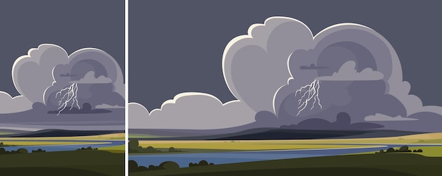Vector tormenta sobre el río