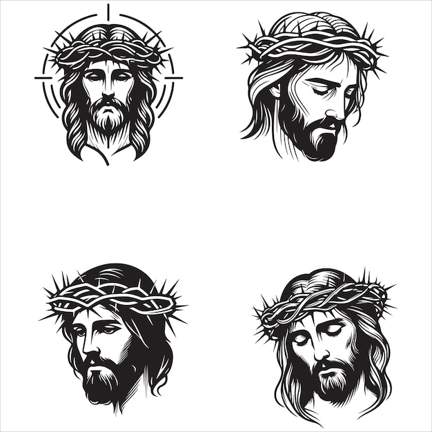 Vector vector de contorno de jesús coronado