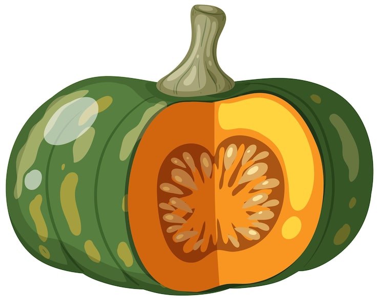 Vector vector de corte de calabaza sobre fondo blanco