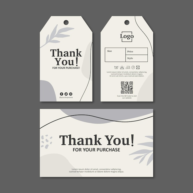 Vector vector de plantilla de tarjeta de agradecimiento y etiqueta de colgar