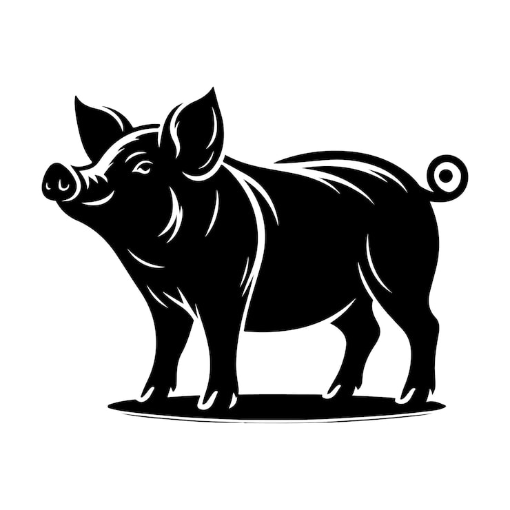 Vector vectores de silueta de cerdo