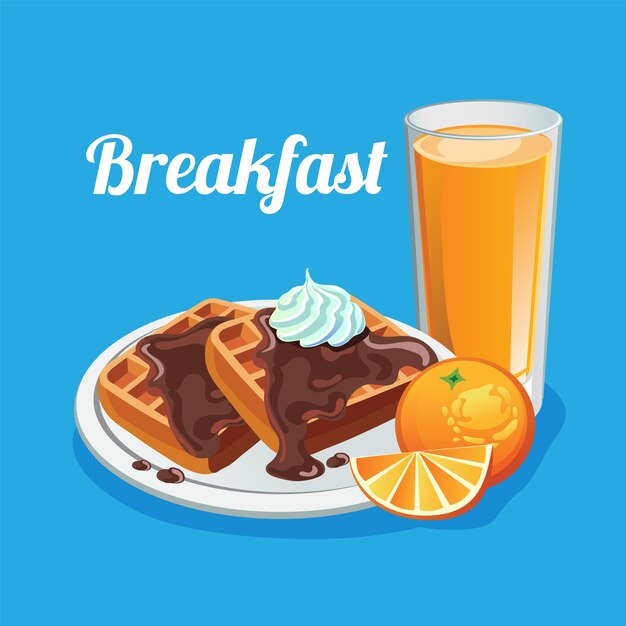 Vector waffle de comida de desayuno