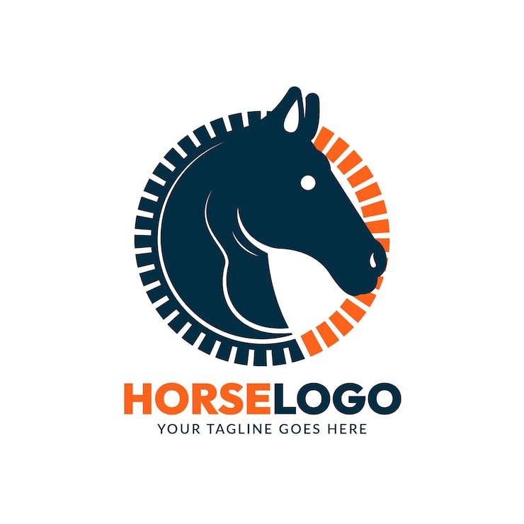 Vector Gratis desain logo kuda datar