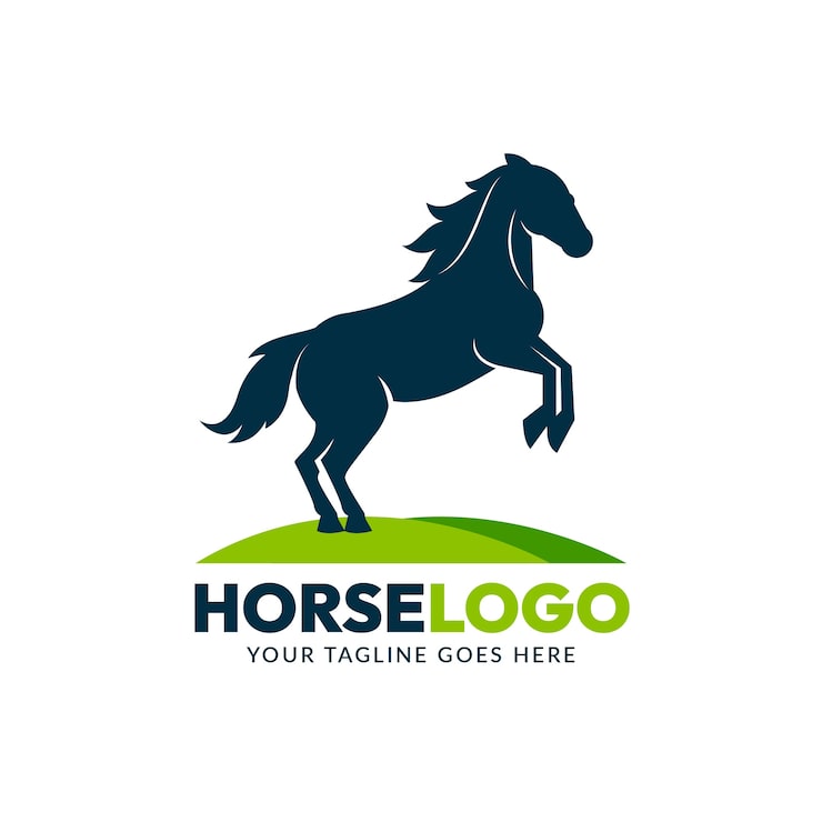 Vector Gratis desain logo kuda datar