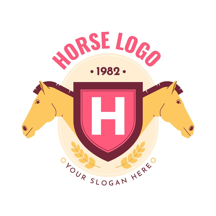 Vector Gratis desain logo kuda desain datar