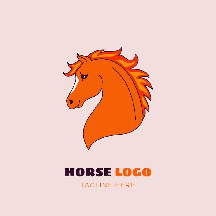 Vector Gratis desain logo kuda digambar tangan