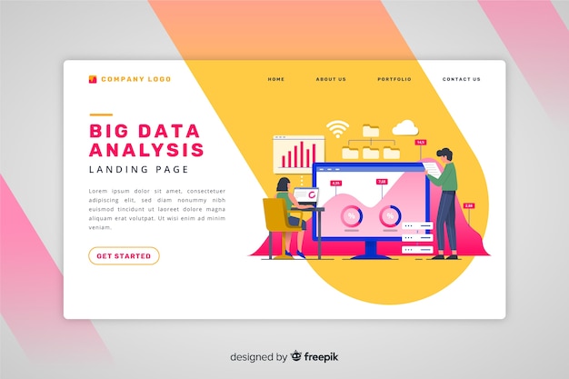 Vector Gratis halaman arahan analisis data besar