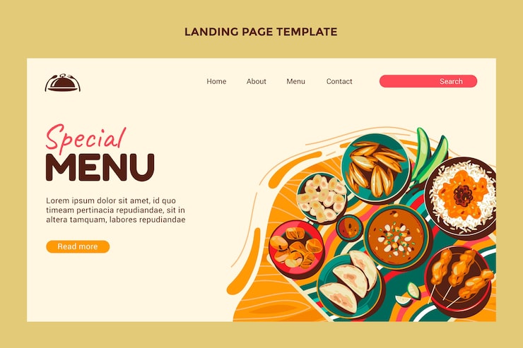 Vector Gratis halaman arahan makanan afrika desain datar