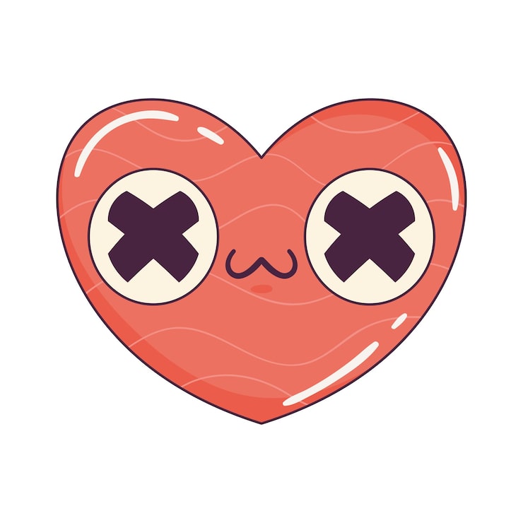 Vector Gratis hati kawaii gaya retro