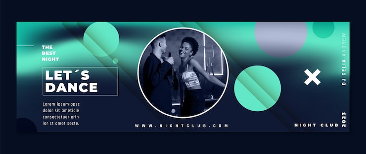Vector Gratis header twitter klub malam desain datar