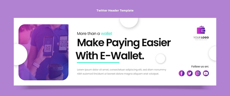 Vector Gratis header twitter teknologi minimalis desain datar