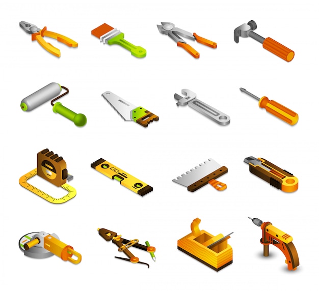 Vector Gratis ikon isometrik alat
