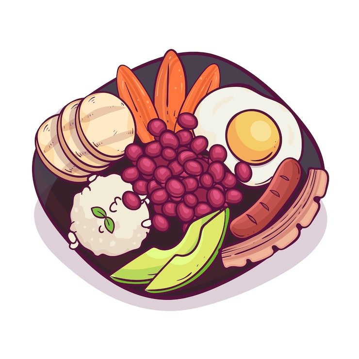 Vector Gratis ilustrasi bandeja paisa yang digambar tangan
