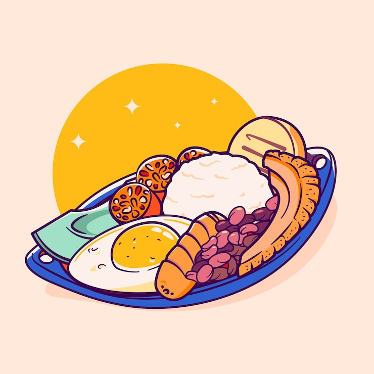 Vector Gratis ilustrasi bandeja paisa yang digambar tangan