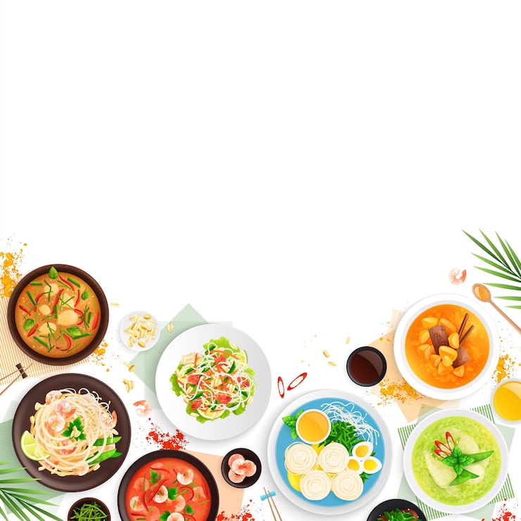 Vector Gratis ilustrasi datar makanan masakan thailand