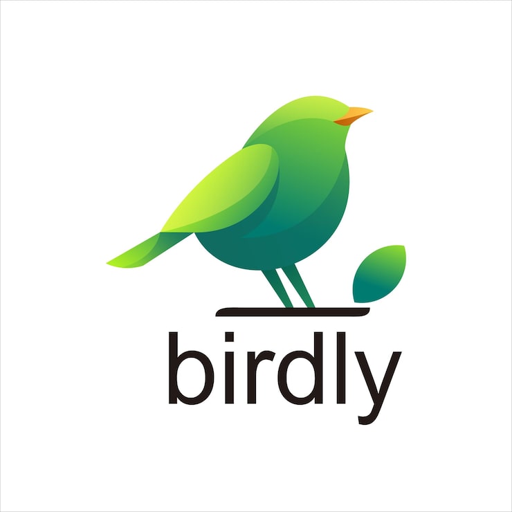 Vector Gratis ilustrasi desain logo daun burung gradien