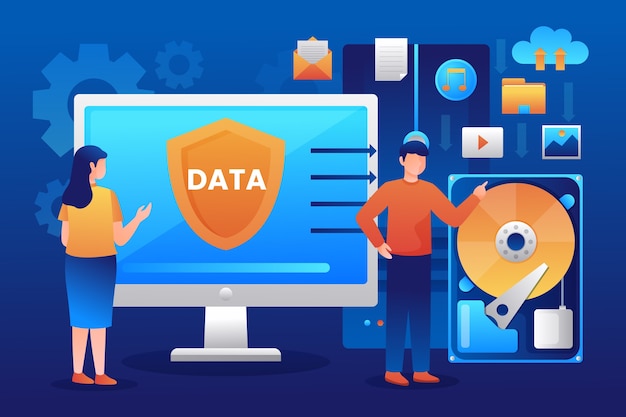 Vector Gratis ilustrasi hard drive gradien