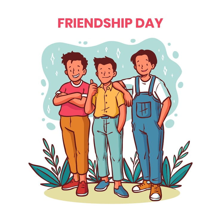 Vector Gratis ilustrasi hari persahabatan dengan gambar tangan dengan teman-teman