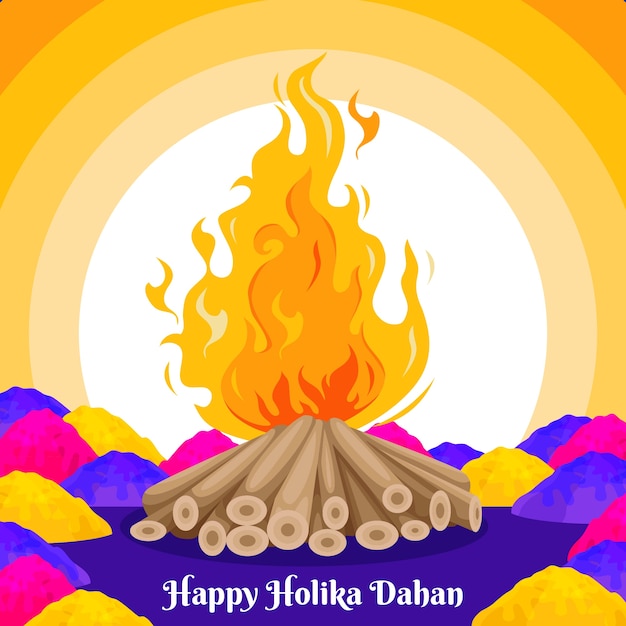 Vector Gratis ilustrasi holika dahan datar