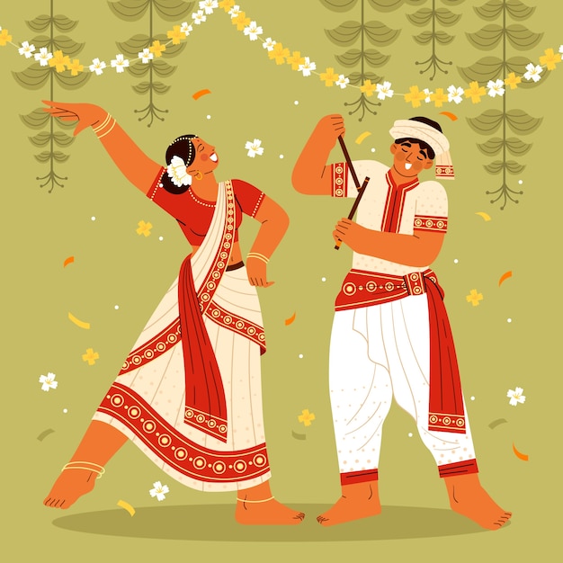 Vector Gratis ilustrasi magh bihu datar