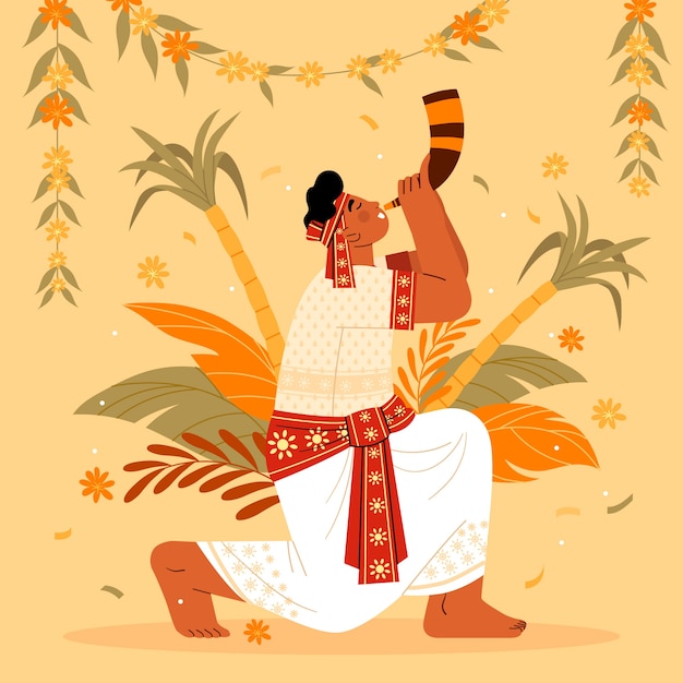 Vector Gratis ilustrasi magh bihu datar
