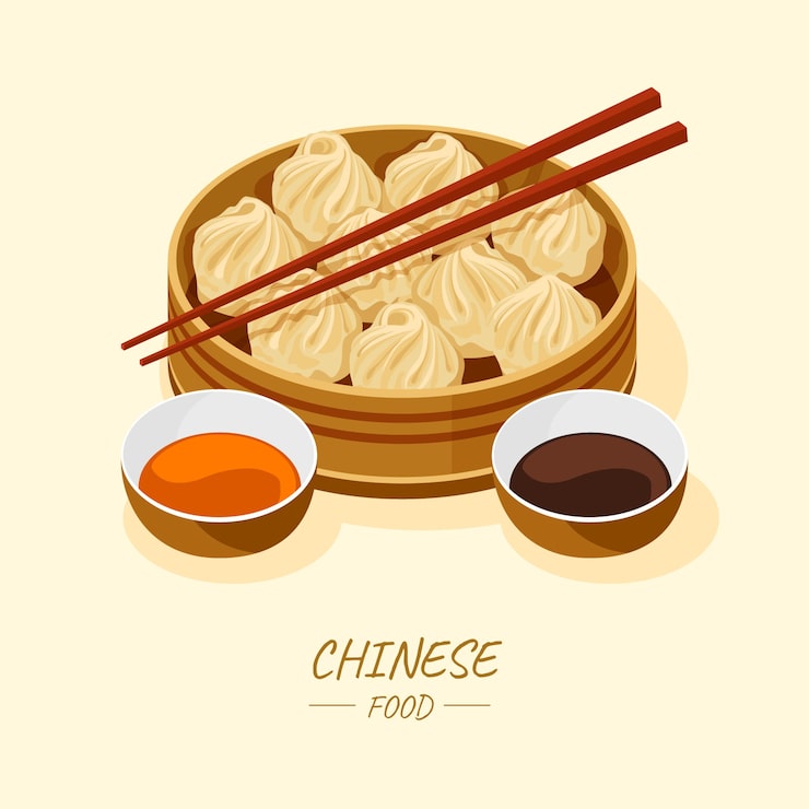 Vector Gratis ilustrasi makanan cina desain datar digambar tangan