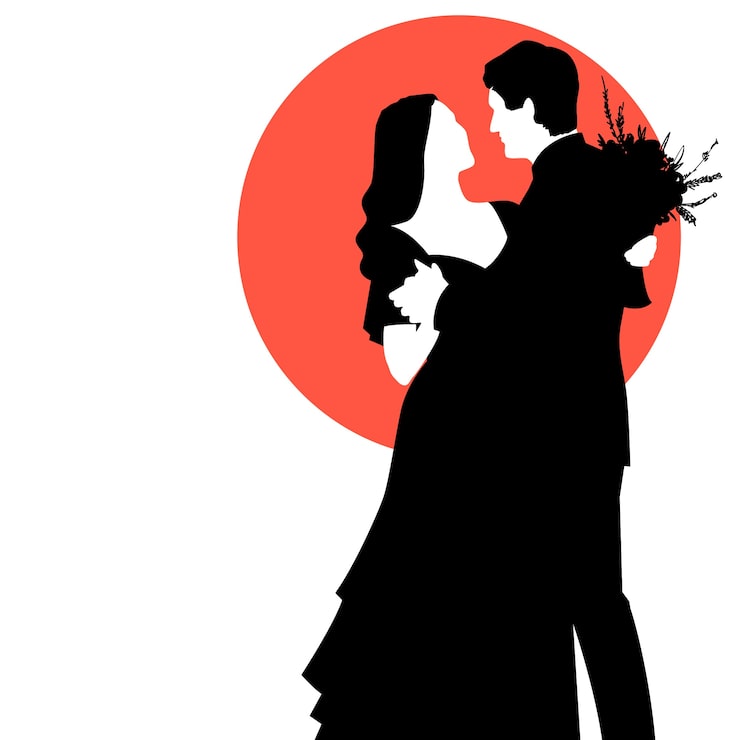 Vector Gratis ilustrasi siluet pasangan digambar tangan