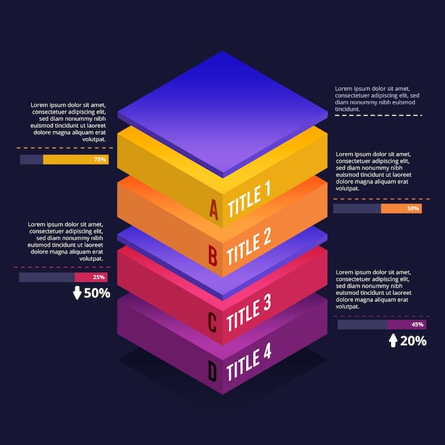 Vector Gratis infografis lapisan blok 3d