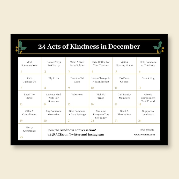 Vector Gratis kalender kebaikan natal datar yang elegan