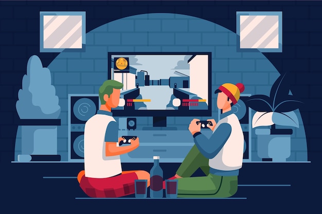 Vector Gratis karakter bermain video game