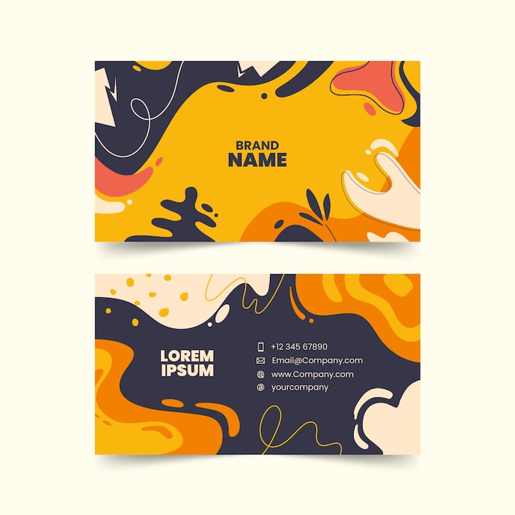 Vector Gratis kartu nama bisnis abstrak desain datar digambar tangan