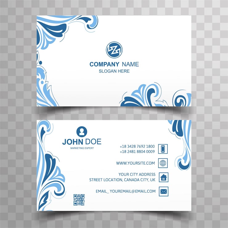 Vector Gratis kartu nama modern dengan desain gelombang biru